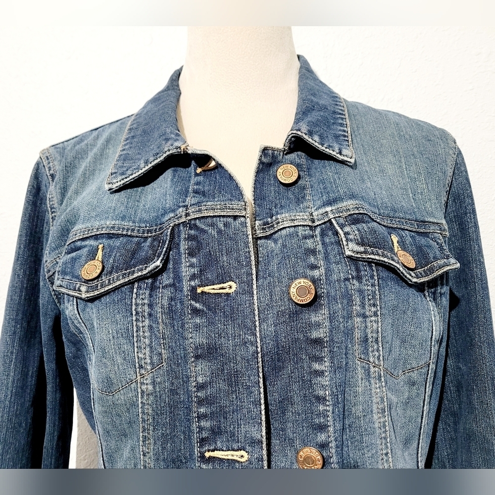 New York And Co Women’s Stretch Denim Jacket Size 4 Blue Classic Fitted Jean - Picture 5 of 14